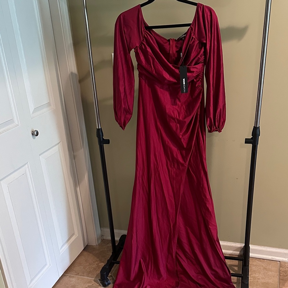 Fashion Nova Deep Red Long Sleeve Dress